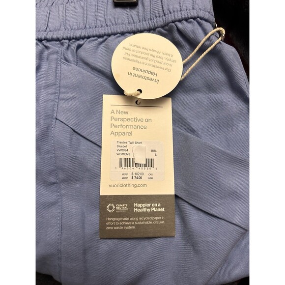 Vuori Women's Trestles Twill Short Bluebell Blue Size Small New w/tag - Picture 5 of 6